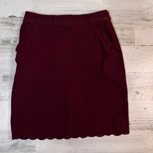 Skies are Blue Red Cranberry Corduroy Scalloped Mini Skirt Small